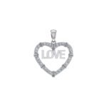 10K White Gold Round Diamond Womens Love Heart Pendant 1/4 Cttw