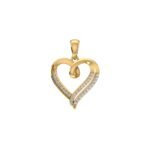 10K Yellow Gold Round Diamond Womens Heart Pendant 1/10  Cttw