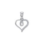 10K White Gold Round Diamond Twisted Heart Pendant 1/25 Cttw