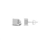 Sterling Silver Moissanite Square Shape Designer Stud Earrings RP 3/8 Cttw