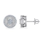 10K White Gold Round Diamond Flower Stud Earrings 1/3 Cttw