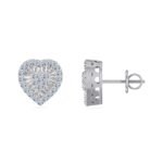 10K Yellow Gold Round Diamond Heart Shape Stud Earrings 3/4 Cttw