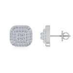 10K White Gold Round Diamond Cluster Square Shape Stud Earrings 1/2 Cttw
