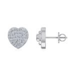 10K White Gold Round Diamond Heart Shape Stud Earrings 3/8 Cttw