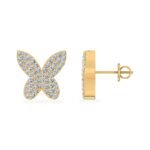 10K Yellow Gold Round Diamond Butterfly Stud Earrings 3/8 Cttw