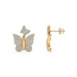 10K Yellow Gold Round Diamond Butterfly Stud Earrings 1/2 Cttw