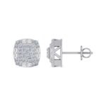 10K White Gold Round Diamond Square Shape Stud Earrings 5/8 Cttw