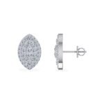 10K White Gold Round Diamond Marquise Shape Stud Earrings 1/2 Cttw