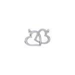 10K White Gold Round Diamond Double Heart Pendant 1/20 Cttw