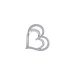 10K White Gold Round Diamond Double Heart Pendant 1/10 Cttw
