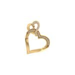 10K Yellow Gold Round Diamond Womens Double Heart Pendant 1/20 Cttw