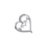 10K White Gold Round Diamond Womens Mom Heart Pendant 1/25 Cttw