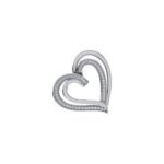 10K White Gold Round Diamond Double Womens Heart Pendant 1/10 Cttw
