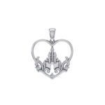 10K White Gold Round Diamond Womens Heart Designer Pendant 1/10 Cttw