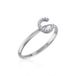 10K White Gold Womens Round Diamond C Initial Letter Ring 1/25 Cttw