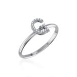 10K White Gold Womens Round Diamond G Initial Letter Ring 1/20 Cttw