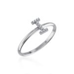 10K White Gold Womens Round Diamond I Initial Letter Ring 1/25 Cttw