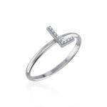 10K White Gold Womens Round Diamond L Initial Letter Ring 1/25 Cttw