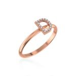 10K Rose Gold Womens Round Diamond D Initial Letter Ring 1/25 Cttw