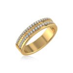 14K Yellow Gold Round Diamond Prong Set Designer Couple Band 1/3 Cttw