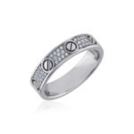 14K White Gold Round Diamond Prong Set Designer Couple Band 1/5 Cttw