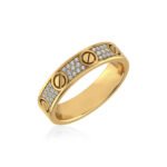 14K Yellow Gold Round Diamond Prong Set Designer Couple Band 1/5 Cttw