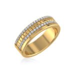 14K Yellow Gold Round Diamond Prong Set Designer Couple Band 1/2 Cttw