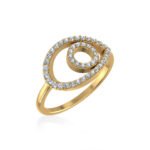 10K Yellow Gold Round Diamond Pear Shape Womens Negative Gap Ring 1/3 Cttw