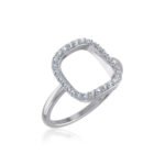 10K White Gold Round Diamond Square Shape Womens Negative Gap Ring 1/4 Cttw