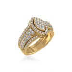 10K Yellow Gold Womens Round Diamond Big Bridal Marquise Shape Ring 1-1/4 Cttw