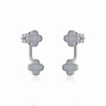 10K White Gold Womens Round Diamond Cluster Top Open Earrings 1/5 Cttw