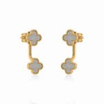 10K Yellow Gold Womens Round Diamond Cluster Top Open Earrings 1/5 Cttw