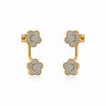 10K Yellow Gold Womens Round Diamond Floral Cluster Top Open Earrings 3/8 Cttw
