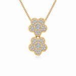 10K Yellow Gold Womens Round Diamond Floral Cluster Top Open Pendant 1/5 Cttw