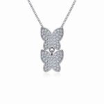 10K White Gold Womens Round Diamond Butterfly Cluster Top Open Pendant 1/4 Cttw