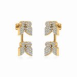 10K Yellow Gold Womens Round Diamond Butterfly Cluster Top Open Earring 1/4 Cttw