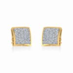 10K Yellow Gold Mens Princess Diamond Square Stud Earrings 1 Cttw