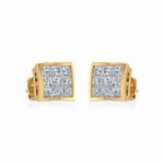 10K Yellow Gold Princess Cut Diamond Square Mens Stud Earrings 1/4 Cttw