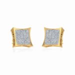 10K Yellow Gold Mens Princess Diamond Square Stud Earrings 1 Cttw