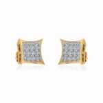 10K Yellow Gold Mens Princess Diamond Square Stud Earrings 1/2 Cttw
