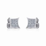 10K White Gold Mens Princess Diamond Square Stud Earrings 1/4 Cttw