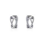 10K White Gold Womens Round Diamond Small Huggies Earrings 1/2 Cttw