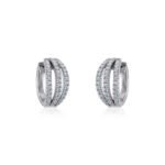 10K White Gold Womens Round Diamond Small Huggies Earrings 3/4 Cttw