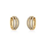 10K Yellow Gold Womens Round Diamond Small Huggies Earrings 3/4 Cttw