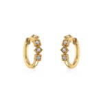 10K Yellow Gold Womens Round Diamond Small Huggies Earrings 1/5 Cttw