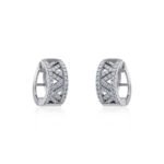 10K White Gold Womens Round Diamond Small Huggies Earrings 7/8 Cttw
