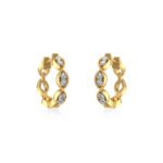 10K Yellow Gold Womens Round Diamond Small Huggies Earrings 1/3 Cttw