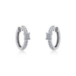 10K White Gold Womens Round Diamond Small Huggies Earrings 5/8 Cttw