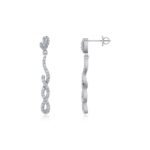 10K White Gold Round Diamond Infinity Dangling Earrings 1/2 Cttw