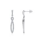 10K White Gold Round Diamond Infinity Dangling Earrings 5/8 Cttw